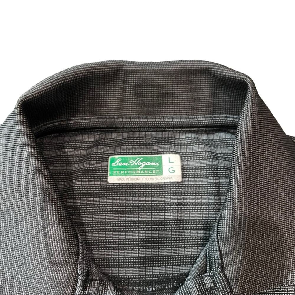 Ben Hogan Performance Polo Shirt Men's Size Large Gray Black Striped Golf - Picture 3 of 4